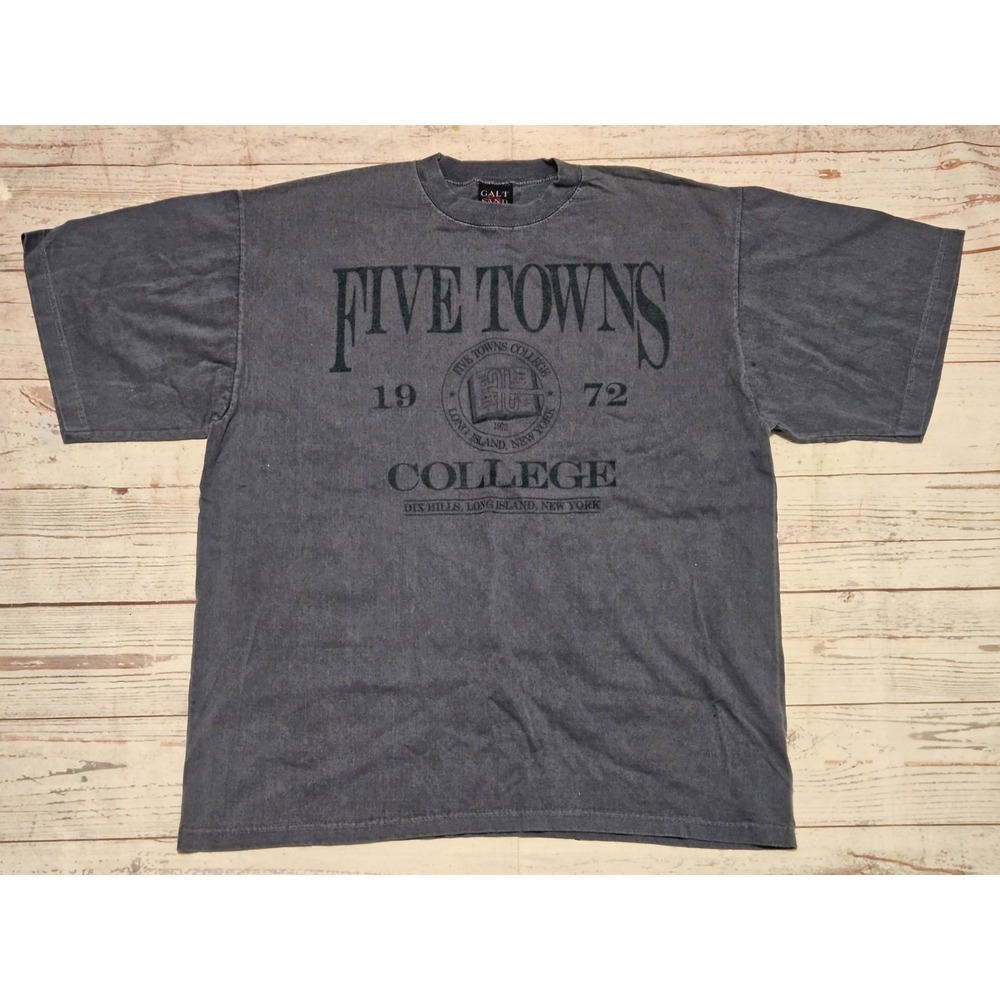 Vintage 1972 FiveTowns College Double Stich College Shirt Size Large Blue Rare